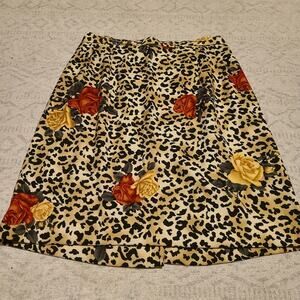 Vintage John Roberts Leopard Rose Skirt
